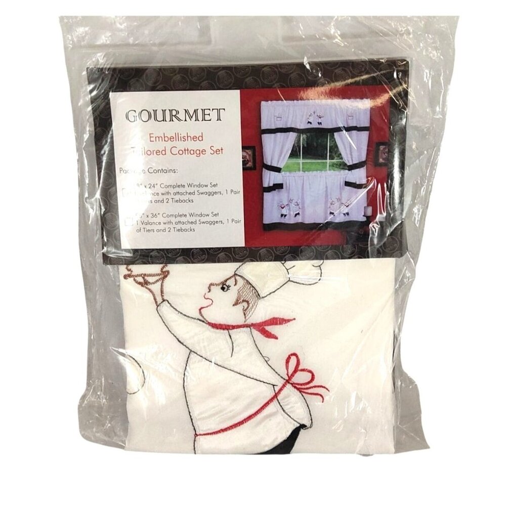 Gourmet Embellished Polyester Curtain Tailored Cottage Window Set 58" x 24"